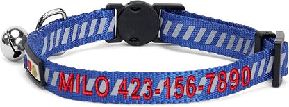 Pawtitas Personalized Blue Reflective Cat Collar – Adjustable Custom Collar - Image 2