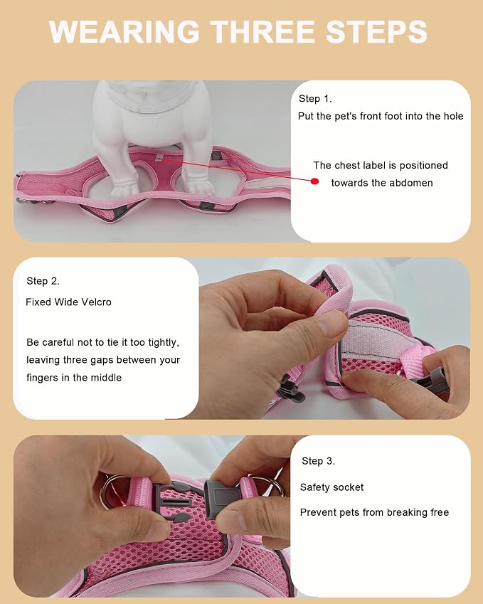 M Orange Soft Mesh Dog Harness and Leash Set, No Escape Puppy Harnesses - Image 5