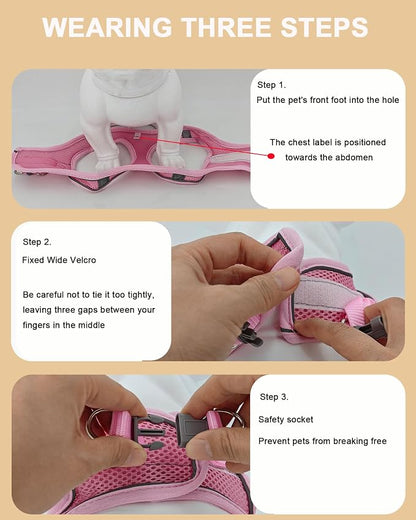 XS Blue Soft Mesh Dog Harness and Leash Set, No Escape Puppy Harnesses - Image 5