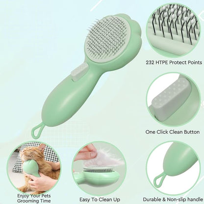 GJEASE Cat Grooming Glove Brush, Self-Cleaning Slicker Pet Brush - Image 3