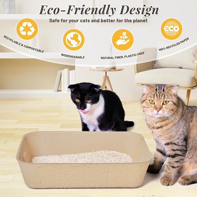 4 Pack Disposable Cat Litter Boxes, Durable Leak-Proof Cardboard Kitty Litter - Image 6