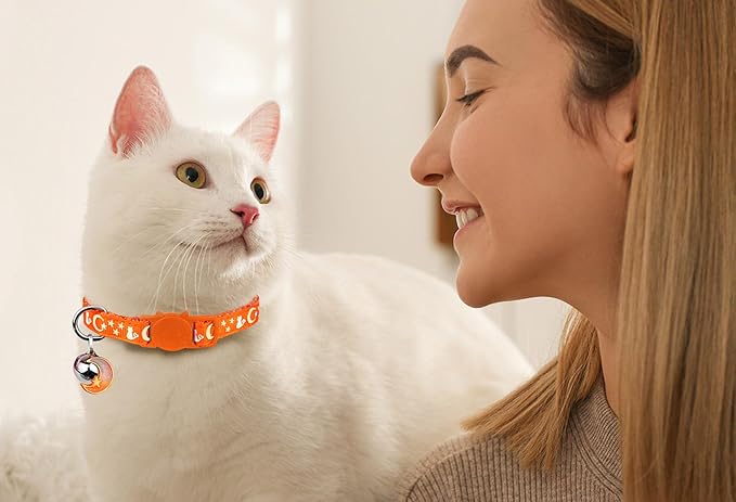 4PCS Cat Collar with Bells, Breakaway Cat Collars, Moons Stars Cute Kitty - Image 7