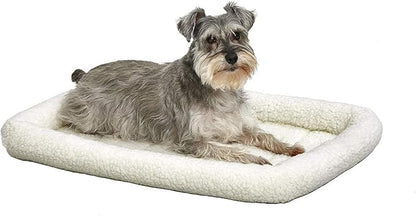 MidWest Homes for Pets QuietTime Dog Bed – White Fleece Bolster, Ultra-Soft and by MidWestHomesForPets