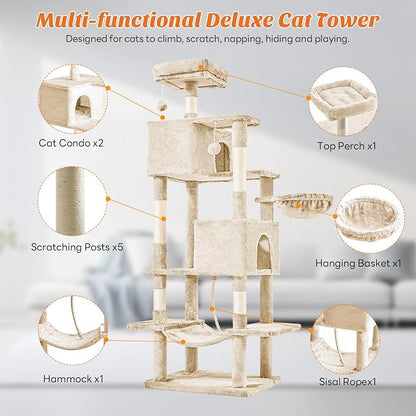 Sweetcrispy 66 Inch Cat Tree Tower, Pet Condo - Image 3