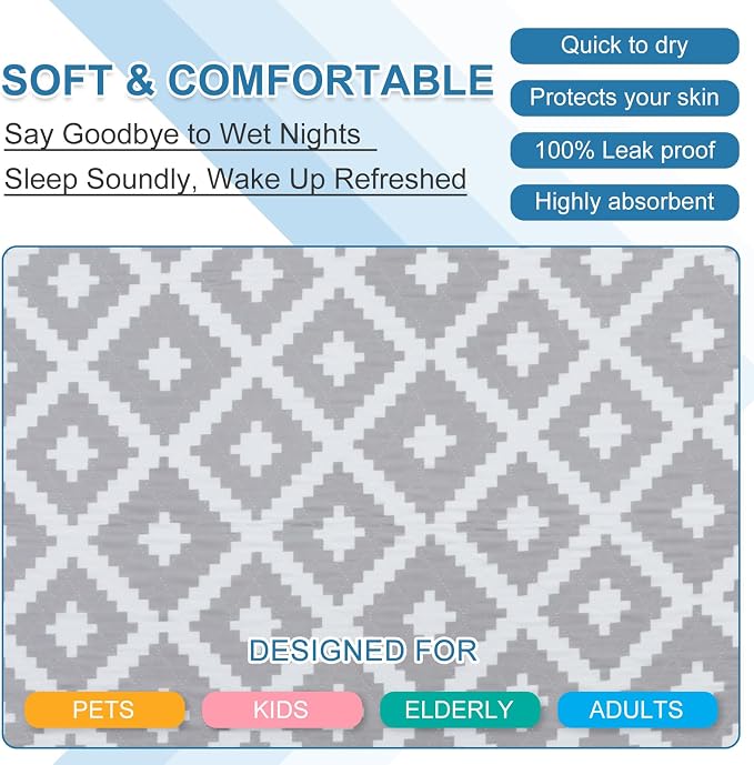 OUTCREATOR® Washable Bed Pads 34" x 76", Incontinence Mattress Protector - Image 5