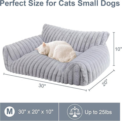 Cute Cat Couch Bed for Indoor Cats, Fluffy Pet Cat Sofa - Image 5