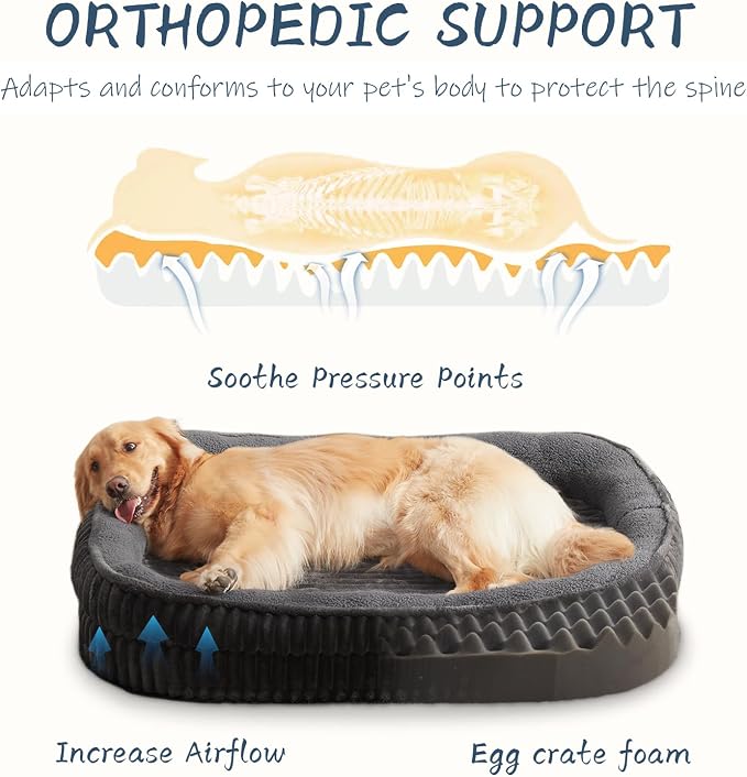 Orthopedic Dog Bed for Medium Dogs Breeds, High Density Egg Crate Foam Dog Sofa - Image 2