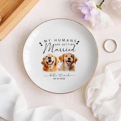 Custom Pet Portrait Watercolor Ring Dish, My Humans Are Getting Married Jewelry - Image 5