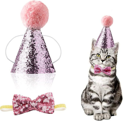Christmas Pet Party Jazz Hat and Blingbling Bow Tie Breakaway Collar Set by Arogheiz