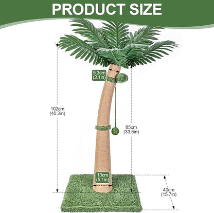 40'' Tall Cat Scratching Post Cat Tree, Curved Design Cat Scratcher Post - Image 3