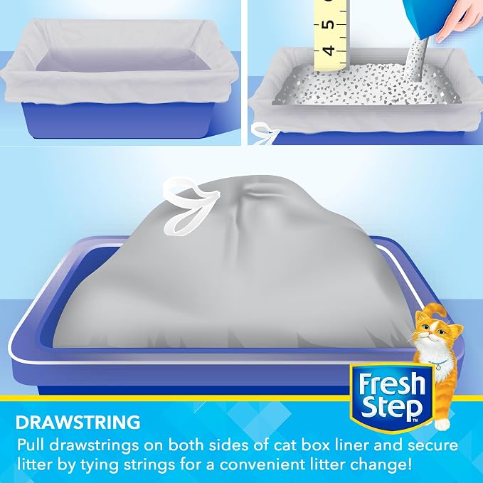 Fresh Step Drawstring Cat Litter Box Liners, Unscented Heavy Duty Kitty Litter - Image 3