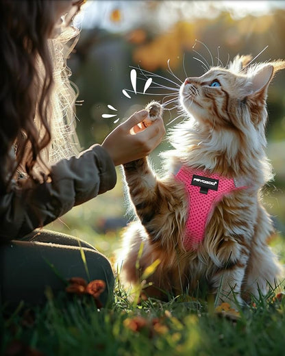 FAYOGOO Pink Solid Cat Harness and Leash Set, Escape Proof, Adjustable - Image 7