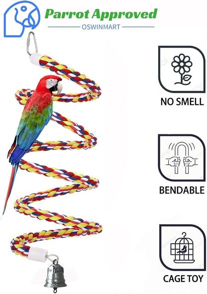 2Pcs 43'' Bird Rope Perches Birdcage Swing Toys 100% Cotton Natural Bird Perch - Image 2