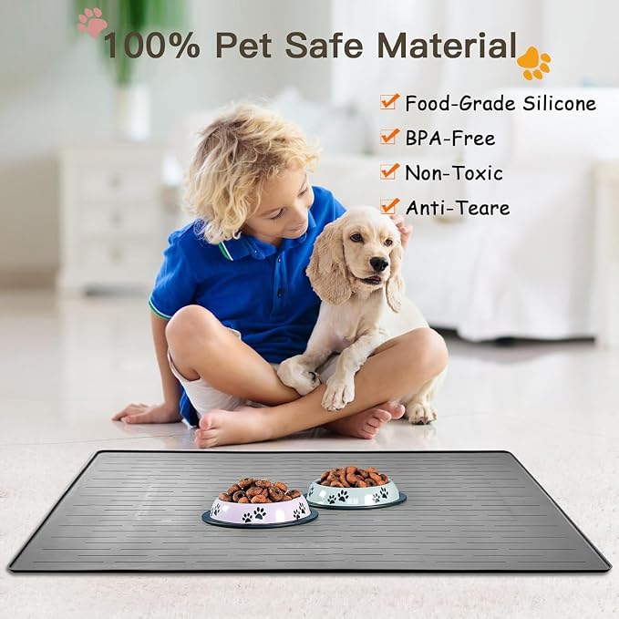 Largest Dog Food Mat, Thinken Waterproof Non-Slip XXXL Pet Feeding Mat - Image 4
