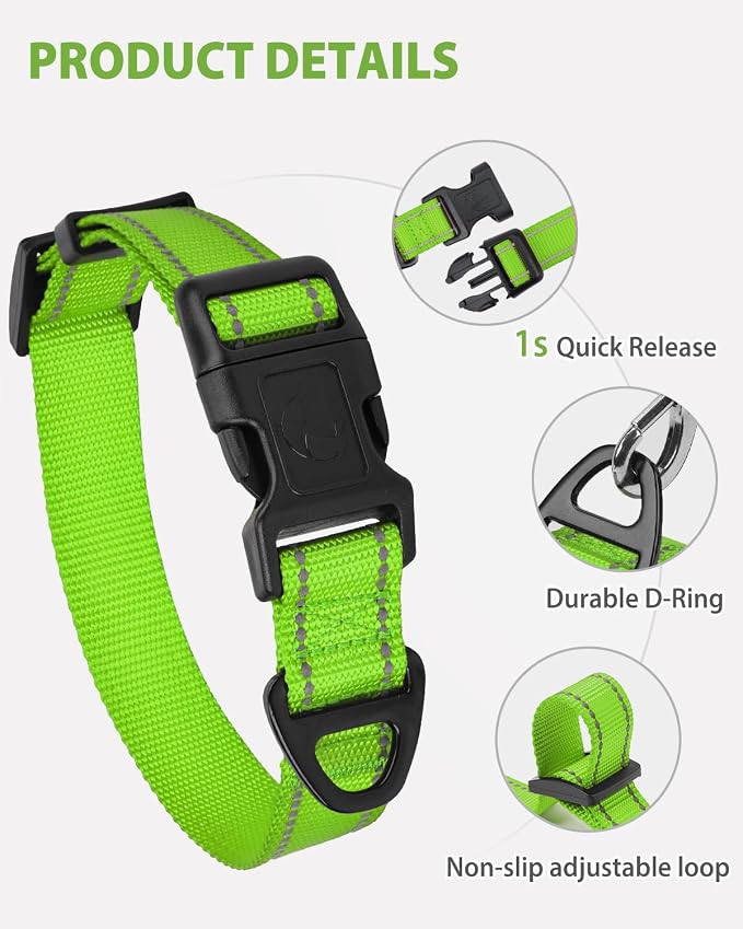 Joytale Large Dog Collar, Reflective and Adjustable Nylon Pet Collar - Image 4