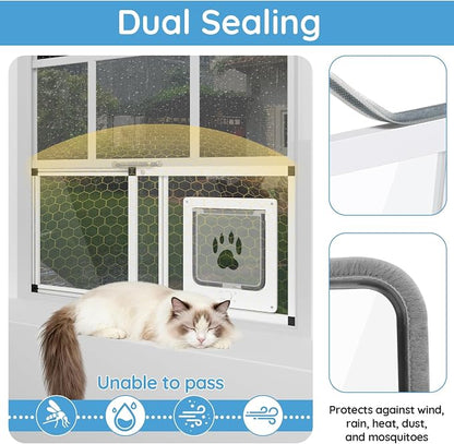 Sliding Cat Door for Window, Fits 28.5"-32" Width Window, 2-Min Install | - Image 6