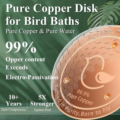 Bird Bath Copper Disk, 4.2" Large Surface Area, Covers 20% More Water Than - Image 2