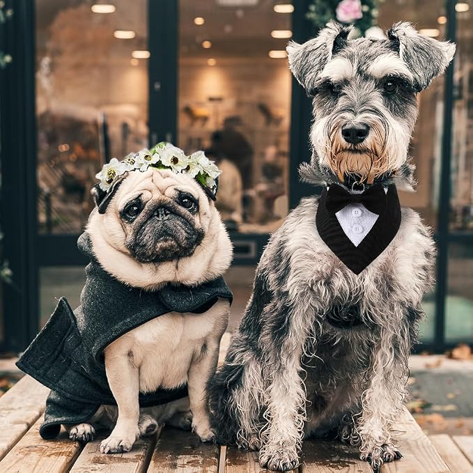 Dog Wedding Bandana, Formal Dog Tuxedo Adjustable Pet Collar - Image 5