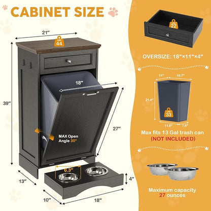 21’’W Dog Feeding Station with Storage, Tilt Out Dog Food Cabinet with Drawer - Image 2