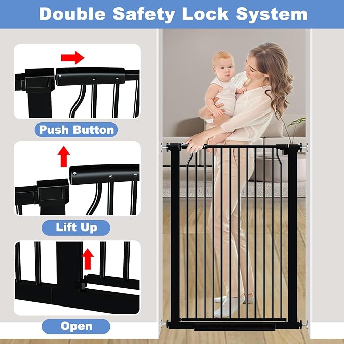 40.5" Extra Tall Baby Gate for Stairs, 29.5"-40.5" Extra Wide Dog Gate Indoor - Image 4