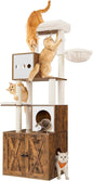 Feandrea Cat Tree with Litter Box Enclosure, 70.1-Inch Tall Cat Tower, 2-in-1 by FeandreabySONGMICSHOME