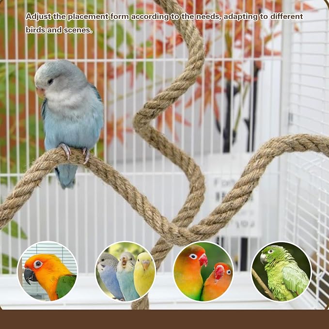 3pcs Bird Rope Perch for Parrots, Bird Cage Climbing Rope Toys Accessories - Image 3