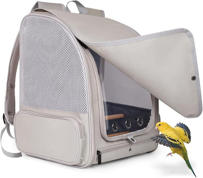 Bird Backpack Carrier with Front Zipper Opening, Portable Bird Travel Carrier - Image 6