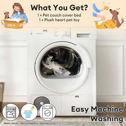 FUNNY FUZZY Pet Fluffy Fuzzy Calming Dog Couch Bed Sofa Protector Washable Pets - Image 5