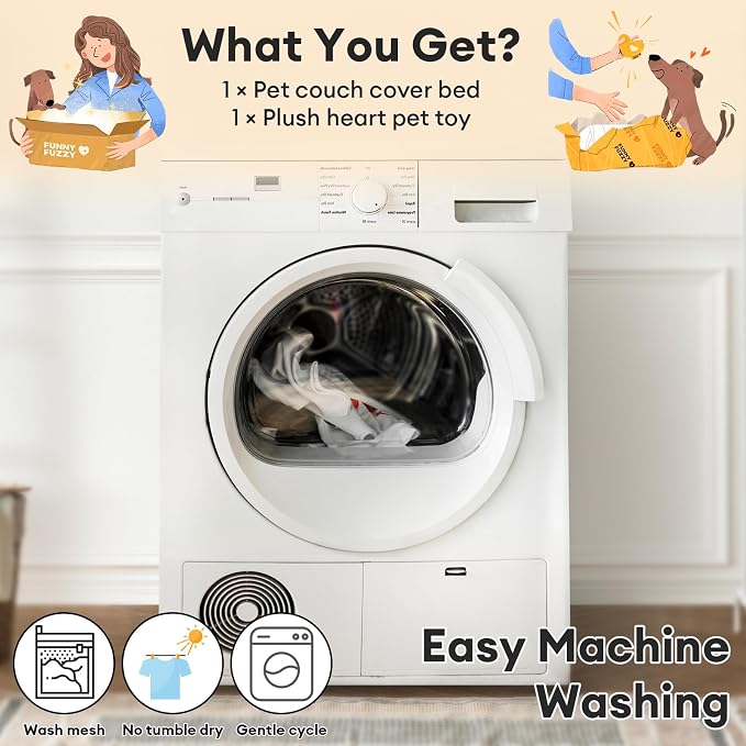FUNNY FUZZY Pet Fluffy Fuzzy Couch Cover, Calming Washable Dog Bed Sofa - Image 5
