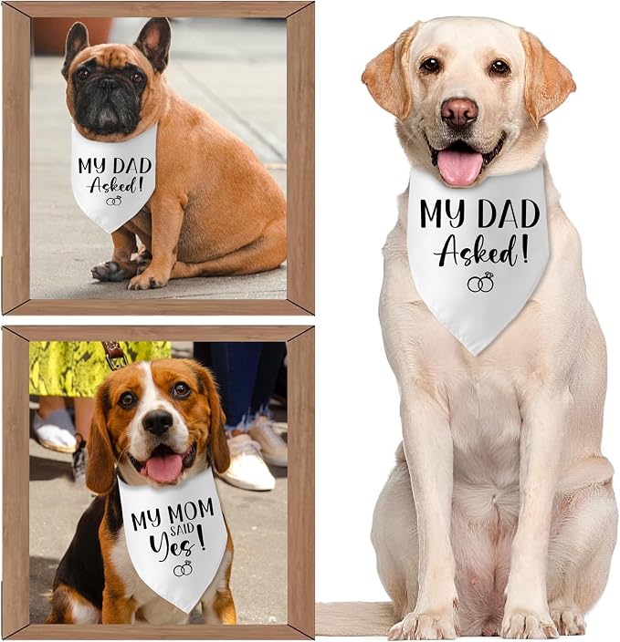 Engagement Gifts My DAD Asked! My MOM Said Yes! Dog Bandana Pet Scarf Wedding - Image 4