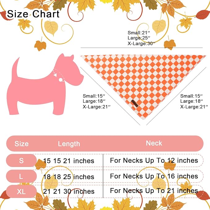 Fall Dog Bandana – Orange Gingham Plaid Triangle Scarf - Image 4