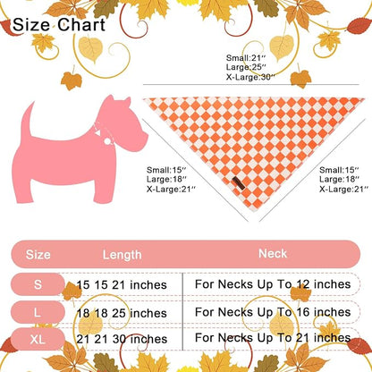 Fall Dog Bandana – Orange Gingham Plaid Triangle Scarf - Image 4