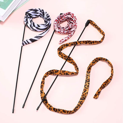 Sumind 3 Pieces Jungle Cat Wand Cat Teaser Charmer Interactive Fun Toys Wand - Image 2