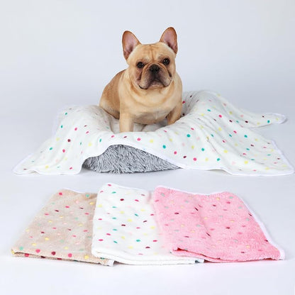 1 Pack 3 Blankets Super Soft Cute Dot Pattern Pet Blanket Flannel Throw - Image 6