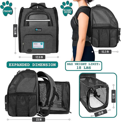 PetAmi Dog Cat Backpack Carrier, Expandable Pet Carrier Backpack - Image 2