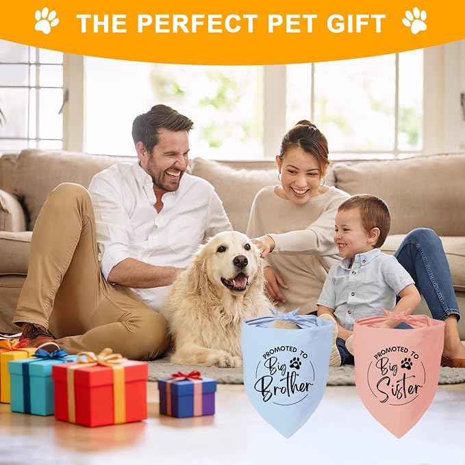 2 Pack Dog Bandana Pregnancy Announcement, Promoted to Big Brother and Sister - Image 7