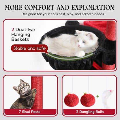 Globlazer Gothic Heavy Duty Cat Tree, 74in Sturdy Goth Cat Tower - Image 4