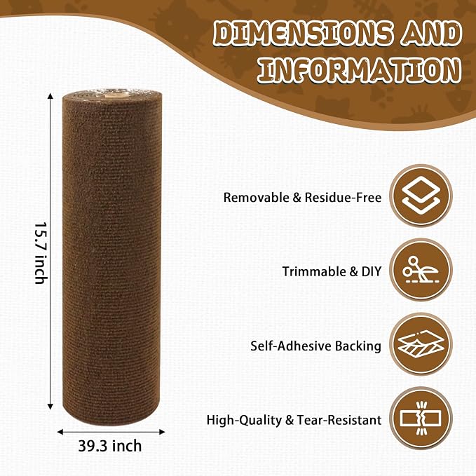 Climbing Cat Scratcher Mat Trimmable Cat Scratching Post Carpet 39.3’’x15.8’’ - Image 2