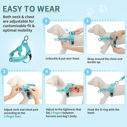 SlowTon No Pull Small Dog Harness and Leash Set, Puppy Soft Vest Harness Neck & - Image 9