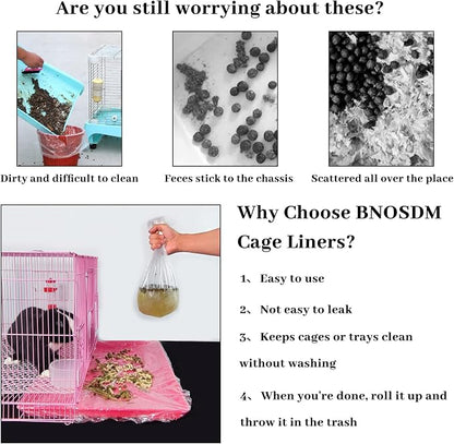 BNOSDM 100 PCS Disposable Rabbit Cage Liner Plastic Guinea Pig Cage Bedding - Image 6
