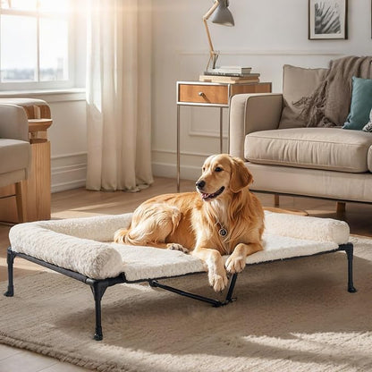 Veehoo Orthopedic Elevated Dog Bed Add Removable Deluxe Rose Plush Bolster - Image 6