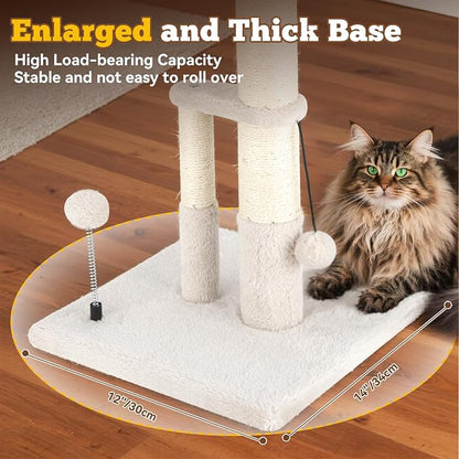 Dimaka Tall Cat Scratching Post, Double Lower Posts Extra Stable Cat Post Tree - Image 3