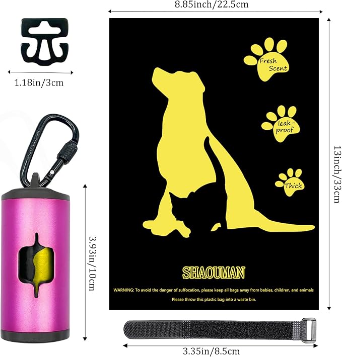 Metal Dog Poop Bag Holder w/Leash Clip|Durable Scratch-Resistant Aluminum|15 - Image 4