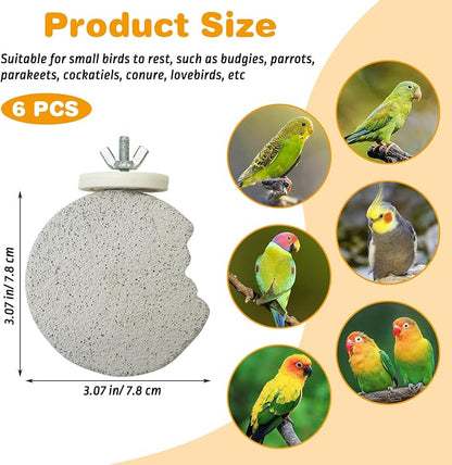 PINVNBY 6 PCS Bird Perch Parrot Beak Grinding Stone Calcium Mineral Parrot - Image 2