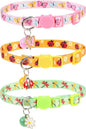 Breakaway Cat Collars with Bell & Cute Pendants, 3 Pack Safety Buckle Kitten by VKPETFR