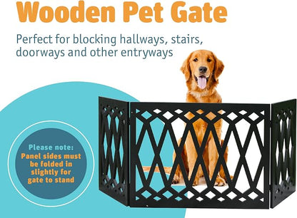 Etna 3-Panel Diamond Design Wood Pet Gate - Image 2