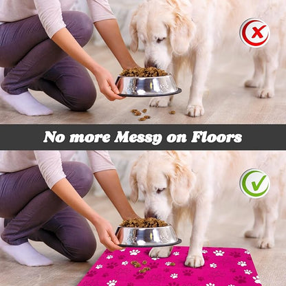 Dog Food Mat, Absorbent Water Bowl Mats Cat Pet Feeding Placemats Pink 16 * 24 - Image 5