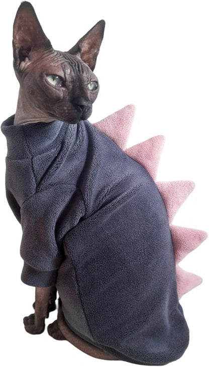 Dinosaur Sphynx Cat Clothes, Soft Polar Fleece Sweater - Image 2