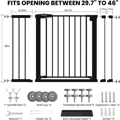 29.7-46" Extra Wide Baby Gate for Stairs, Pressure Mounted Dog Gate Indoor for - Image 9