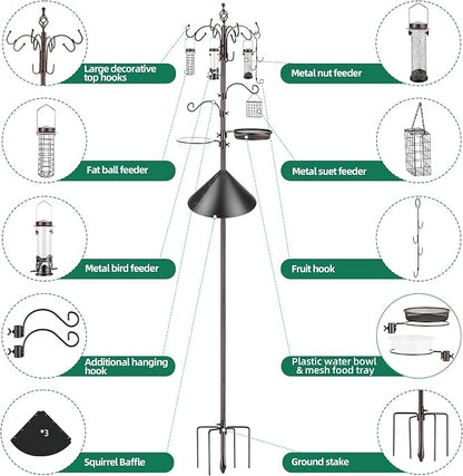 Bird Feeding Station Kit with Squirrel Baffle Bird Feeder Pole with Suet Cage - Image 7
